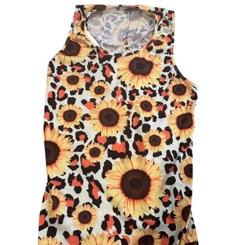 Sunflower Leopard Print Tank Top Sleeveless Casual Summer Top